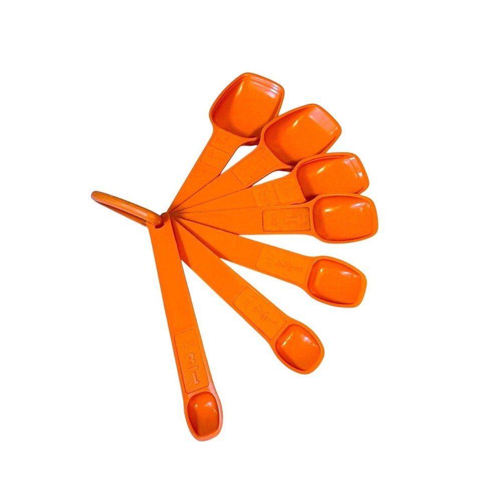 Vtg Tupperware Measuring Spoons Set Orange Kitchenware 6pc Set
